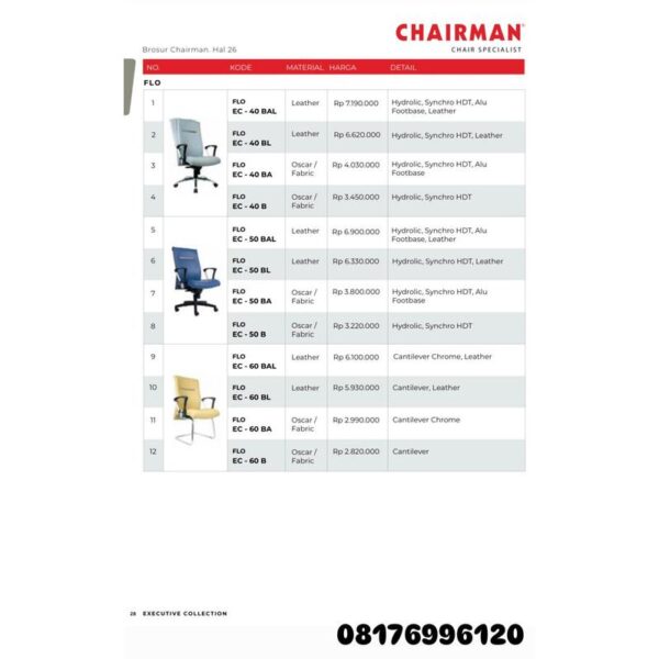 Kursi Kantor Chairman FLO EC 40 BAL 40 BL 40 BA 40 B 50 BAL 50 BL 50 BA 50 B 60 BAL 60 BL 60 BA 60 B
