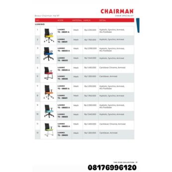 Kursi Kantor Chairman LUMINO TS 08501 A 08501 08503 A 08503 08505 A 08505 08601 A 08601 08603 A 08603 08605 A 08605
