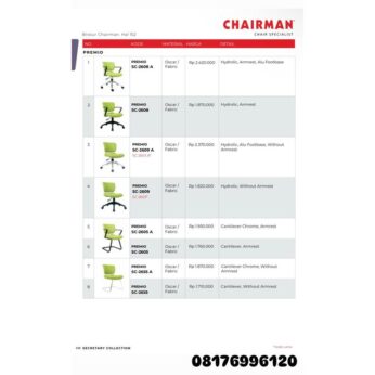 Kursi Kantor Chairman PREMIO SC 2608 A 2608 2609 A 2609 2605 A 2605 2655 A 2655