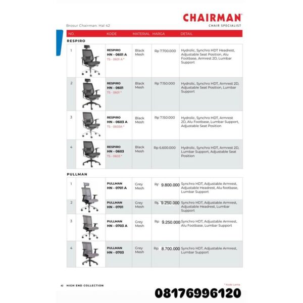 Kursi Kantor Chairman PULLMAN HN 0701 A 0703 A 0703