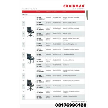 Kursi Kantor Chairman SULTAN EC 800 ALC 800 LC 800 AC 800 C 800 A 800 850 AL 850 L 850 A 850 900 ALC 900 LC 900 AC 900 C 900 A 900