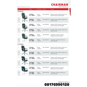Kursi Kantor Chairman SUPREME 9210 A 9210 9230 A 9230 9250 A 9250 & VICTORIA 9310 A 9310 9330 A 9330 9350 A 9350