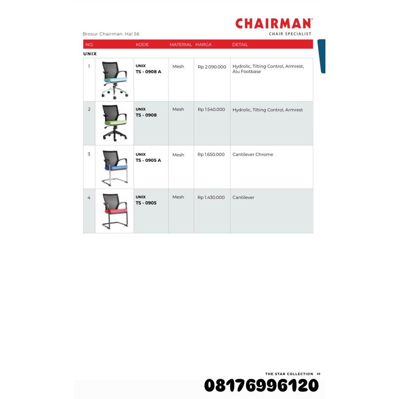 Kursi Kantor Chairman UNIX TS 0908 A 0908 0905 A 0905