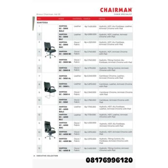 Kursi Kantor Chairman XANTOSA EC 3000 BALC 3000 BLC 3000 BAC 3000 BC 3000 BA 3000 B 3050 AL 3050 L 3050 A 3050 4000 BALC 4000 BLC 4000 BAC 4000 BC 4000 BA 4000 B