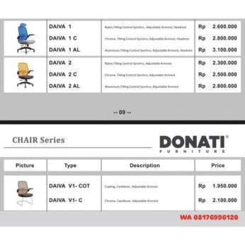 Kursi Kantor Donati DAIVA 1 C AL, 2 C AL, V1 – COT, V1- C
