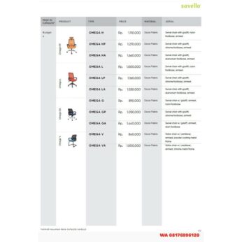 Kursi Kantor Savello OMEGA H HP HA L LP LA G GP GA V VA